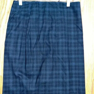NWT Brooks Brothers Wool Plaid Pencil Skirt Blue 4
